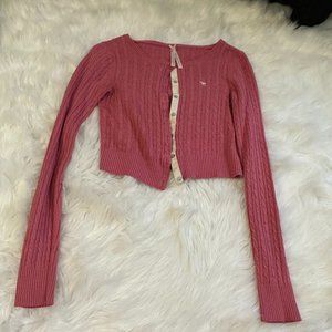 Abercrombie & Fitch Cropped Cardigan Sweater Button up Pink size Medium